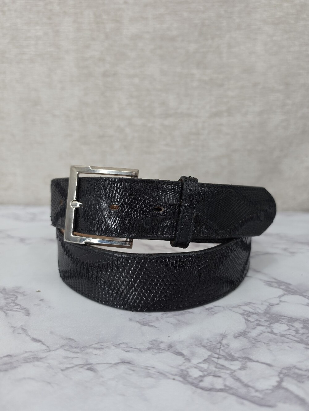 Justin Boots Vintage Genuine Lizard Black Leather Men's Belt